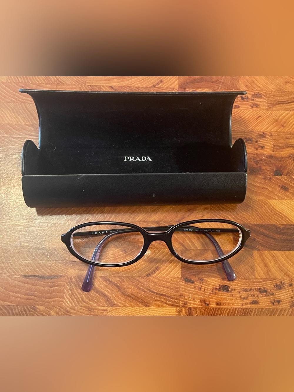 Classic Prada Black Oval Women’s Eyeglass Frames & Case. Preowned